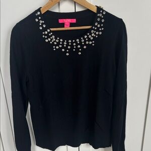 Lilly Pulitzer Black Embellished Long Sleeve Top